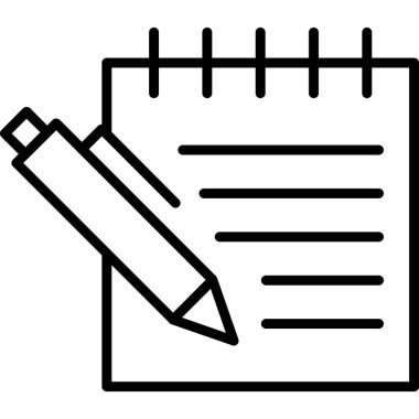 kalem ve not simgesi, vektör illüstrasyonu