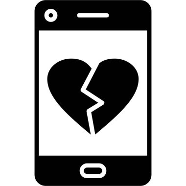 kırık ekran simgesi ile kalp kırılan telefon