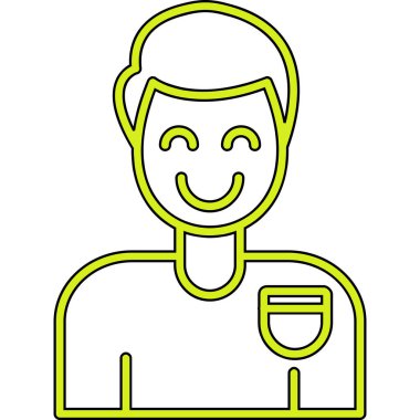 Adam bardak simgesini ana hatlarıyla içer