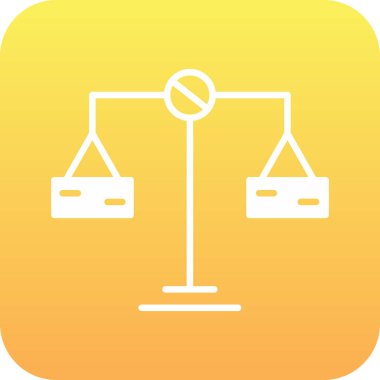 Beyaz arkaplanda izole edilmiş beyaz pullu simge. Mahkeme ekipmanları. Denge işareti. Kare kare düğmesi. vektör.