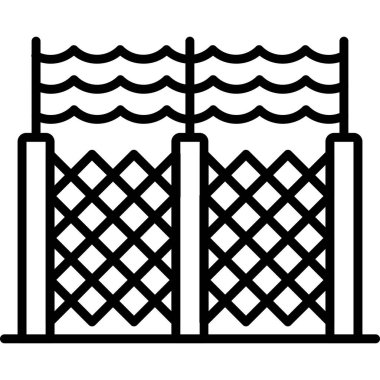 Çit simgesi dış hat vektörü. bahçe çiti