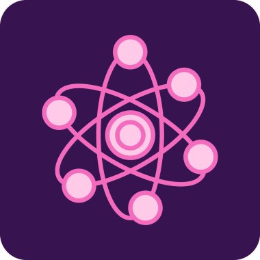 Atom simgesi, vektör çizim. Düz tasarım stili.