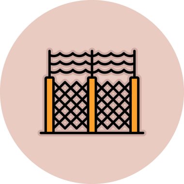 Dikenli tel ağ simgesi basit vektör illüstrasyonu