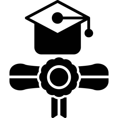 mezuniyet başlığı simgesi, vektör illüstrasyonu