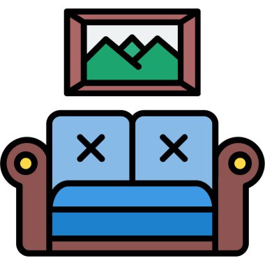 mobilya yassı simgesi, vektör, illüstrasyon