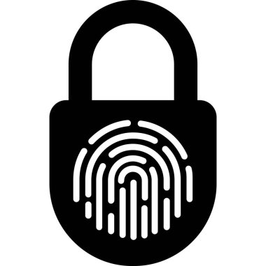 parmak izi kilidi simgesi, güvenlikle ilgili vektör tasarımı