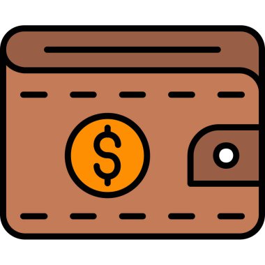 nakit para cüzdanı simgesi renk ana hatları vektörü