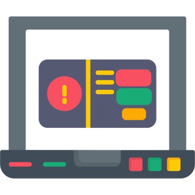 Simgeli bilgisayar monitörü. vektör illüstrasyonu