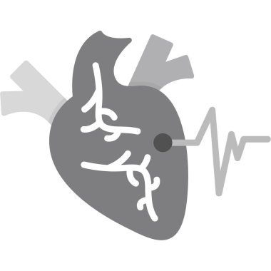 Kalp ve kardiyogram ikonu. Kalp vektörü çiziminin basit tasarımı.