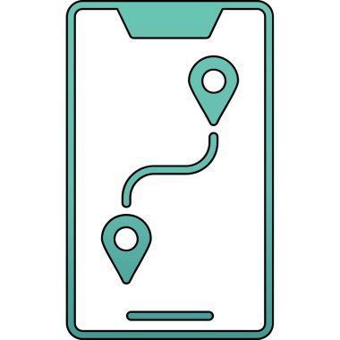 GPS haritası simgesi olan akıllı telefon. özet çizimi