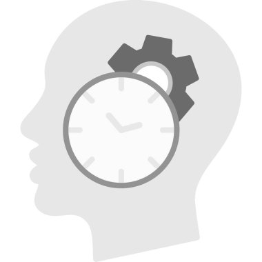 Saat simgesine sahip beyin, siluet biçimi