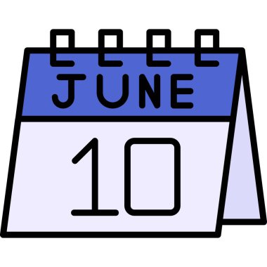 10 Haziran - takvim simgesi, vektör illüstrasyonu