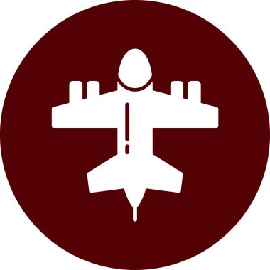 Uçak ikonu. Vektör biçimi düz sembol, kırmızı renk, yuvarlak açı, beyaz arkaplan.