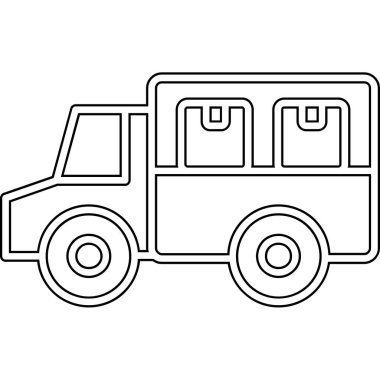 İtfaiye aracı ikonu. Web için kamyon vektör simgelerinin özet çizimi