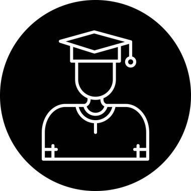 öğrenci mezuniyet simgesi, vektör illüstrasyonu beyaz arkaplanda izole edildi