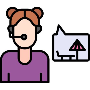 Çağrı merkezi operatör simgesi renk ana hatları vektörü