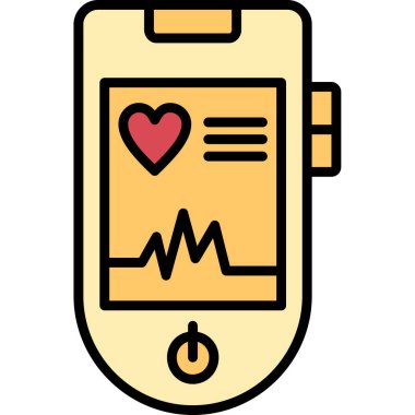 Kalp atışı simgesi renk ana hatları vektörü