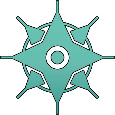 Beyaz arkaplanda mavi pusula simgesi izole edildi. Rüzgâr sembolü. Rüzgar gülü işareti. vektör illüstrasyonu