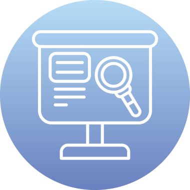 Büyüteç simgesi. Moda düz tasarım, vektör çizimi. soyutlanmış mavi ve ince