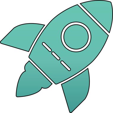 Roket. Web simgesi basit illüstrasyon