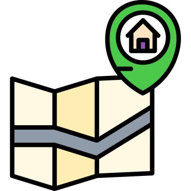 konum haritası pin simgesi doldurulmuş dış hat biçimi