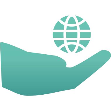 El ve dünya ikonu. vektör illüstrasyonu