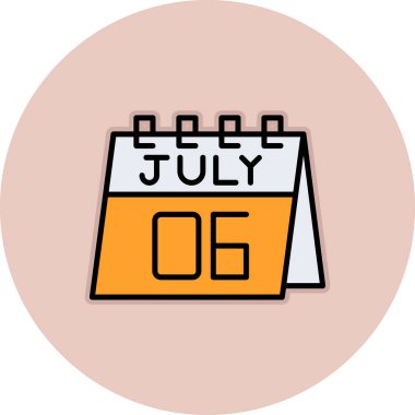 18 Temmuz takvim tarihi tek satır vektör çizimi