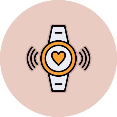 Kol saati ikonlu kalp. Ağ için bilek saat vektör simgesinin özet çizimi