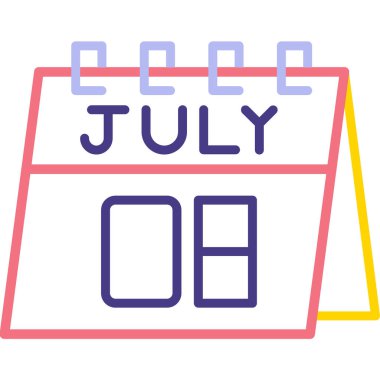 2 Temmuz takvimli takvim simgesi. Tarih ikonu, ve. Temmuz ayının el biçimi.