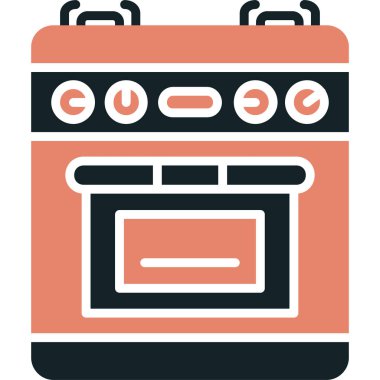 Mutfak sobası simgesi yumuşak mavi arkaplanda izole edilmiş modaya uygun düz stil