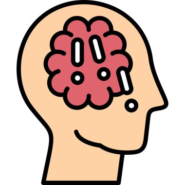 Beyin zihin ikonu. İnsan beyin vektör simgesi renginin özeti düz izole