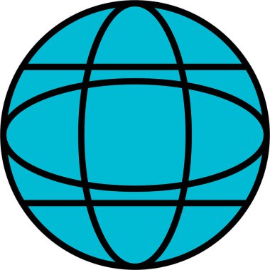 dünya küresi simgesi renk ana hatları vektörü