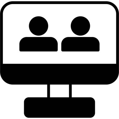 Beyaz arkaplanda konferans simgesi, vektör illüstrasyonu