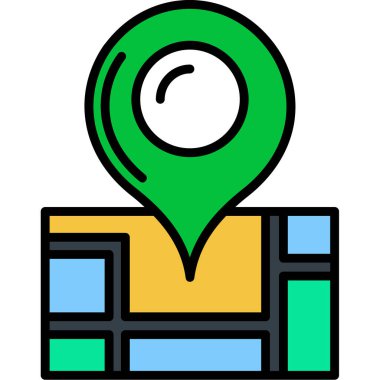 konum simgesi. çizgi konum haritası vektör rengi düz izole