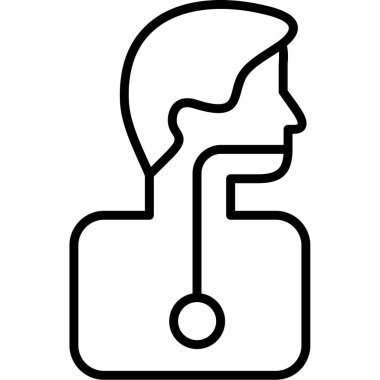 Büyüteçli bir erkek kafası.