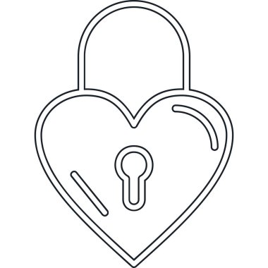 kalp anahtarı kilidi simgesi ana hat biçiminde.