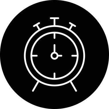 Alarm saat simgesi, basit siyah vektör çizimi
