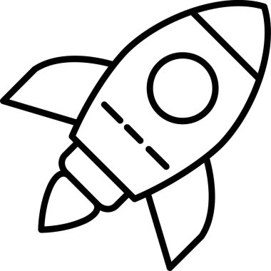 Roket. Web simgesi basit illüstrasyon