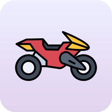 Çizgi film motosiklet simgesinin vektör çizimi