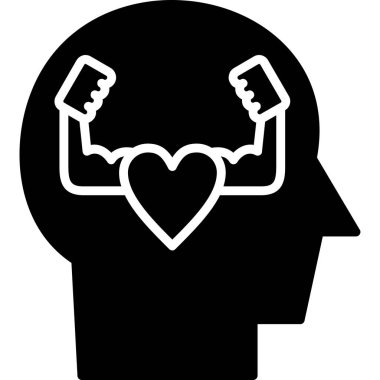 Kalbi ve elleri olan beyin simgesi