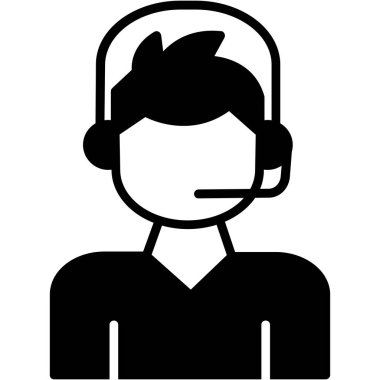 Kulaklık simgesi, vektör illüstrasyonlu operatör