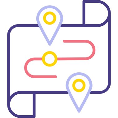 Harita konumu simgesi. Web için harita konum vektörü simgelerinin basit çizimi