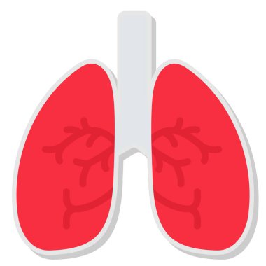 Akciğer ikonu. kırmızı renk simgesinin düz tasarımı.