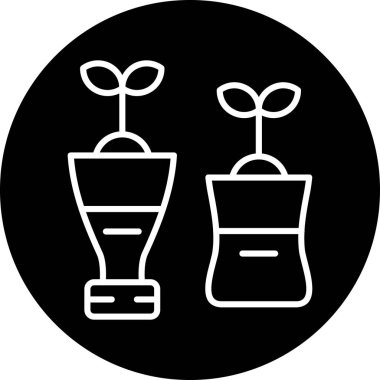 çiçek saksısı simgesi, vektör illüstrasyonu