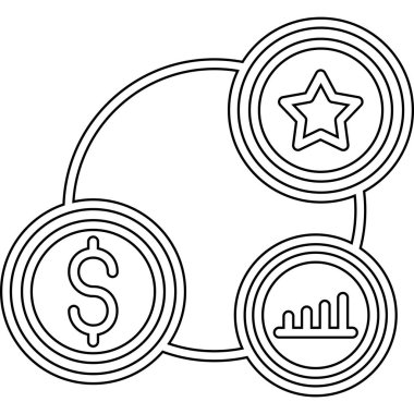 Ok çizgisi biçim vektör çizimi tasarımı olan dolar sikkeleri