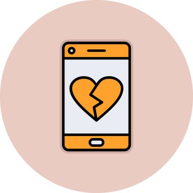 Kırık kalp vektörü illüstrasyonlu mobil kalp