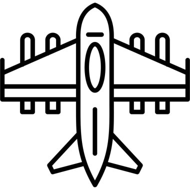 Askeri uçak ikonu ana hat vektörü. Ordu ordusu.