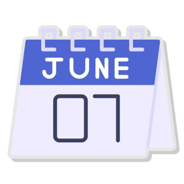 8 Haziran - takvim düz simgesi, vektör illüstrasyonu