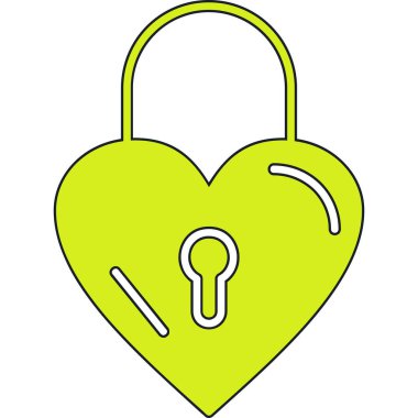 asma kilit kalp simgesi, çizgi film tarzı