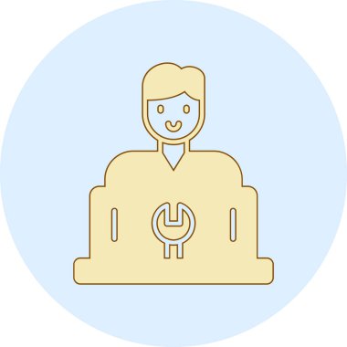 Dizüstü bilgisayarı olan bir adamın vektör çizimi